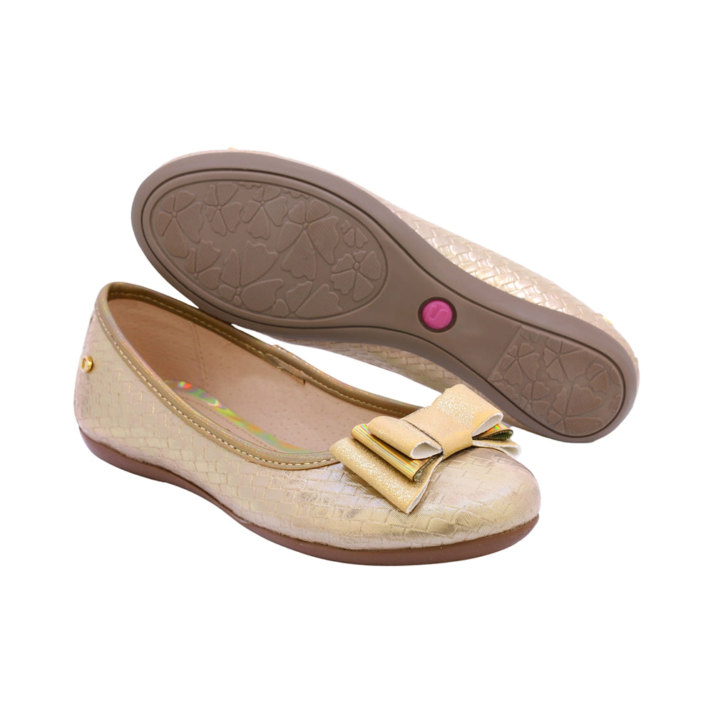 Balerina Coqueta para niña sintéticas Oro Melania con moño