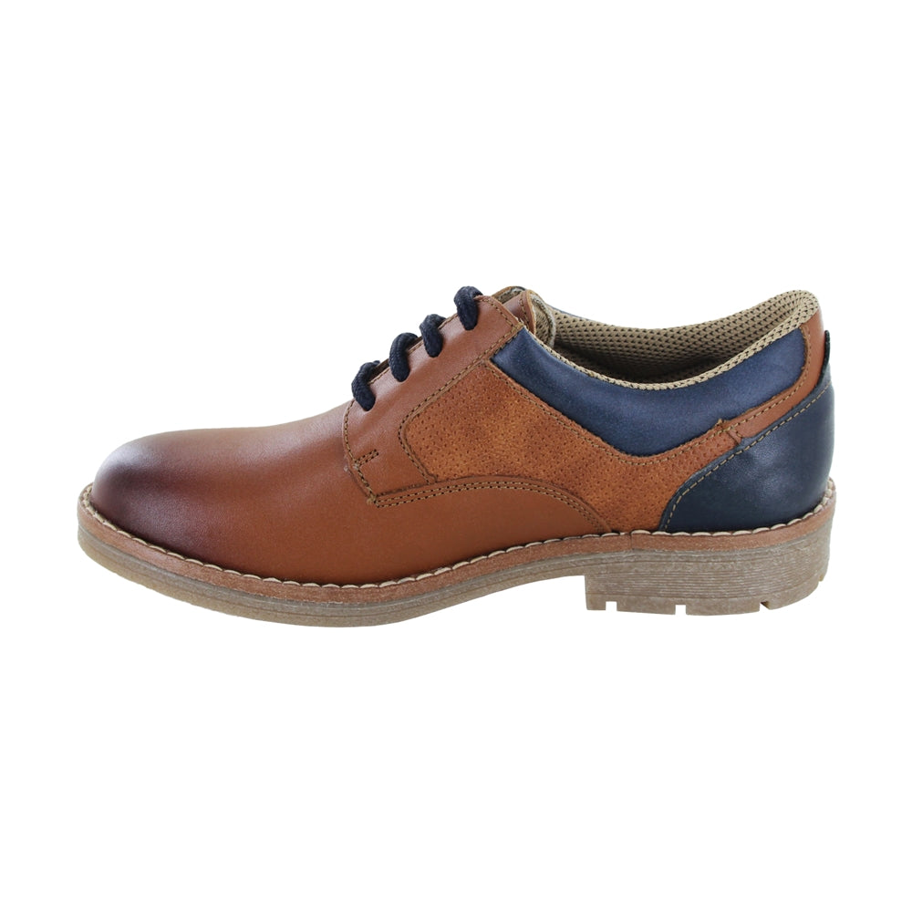 Zapato Audaz para niño en piel miel Chelsea con combinación de texturas