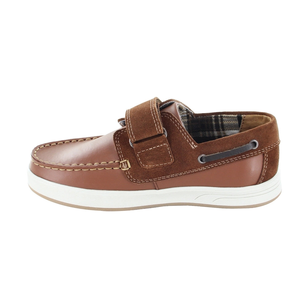 Mocasín Audaz para niño en piel miel Smith con tira de contacto