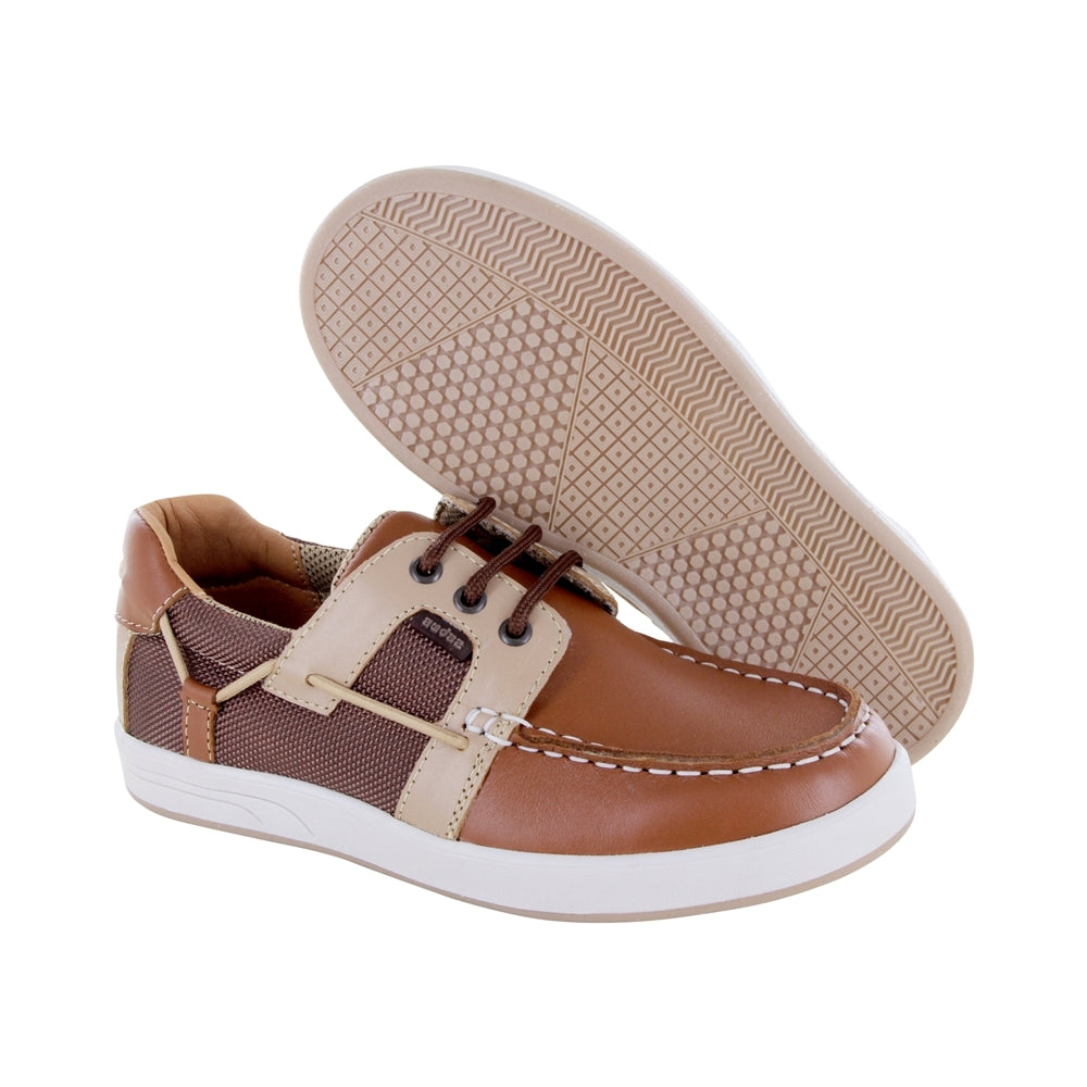 Mocasín Audaz para niño en piel ladrillo Steve con estilo náutico