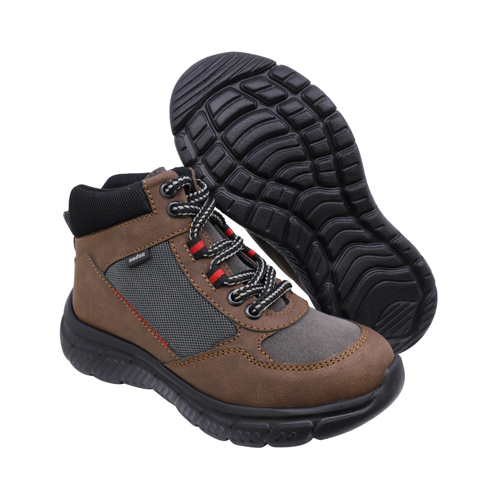 Bota Audaz para niño en sintético café Balu con agujeta