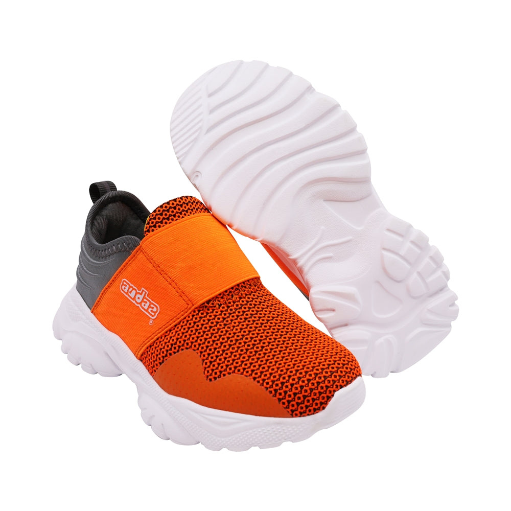 Tenis Audaz para niño en textil naranja Two con elástico ajustable