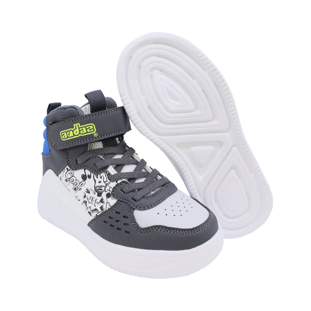 Tenis Audaz para niño en sintético gris Two con diseño de cómic
