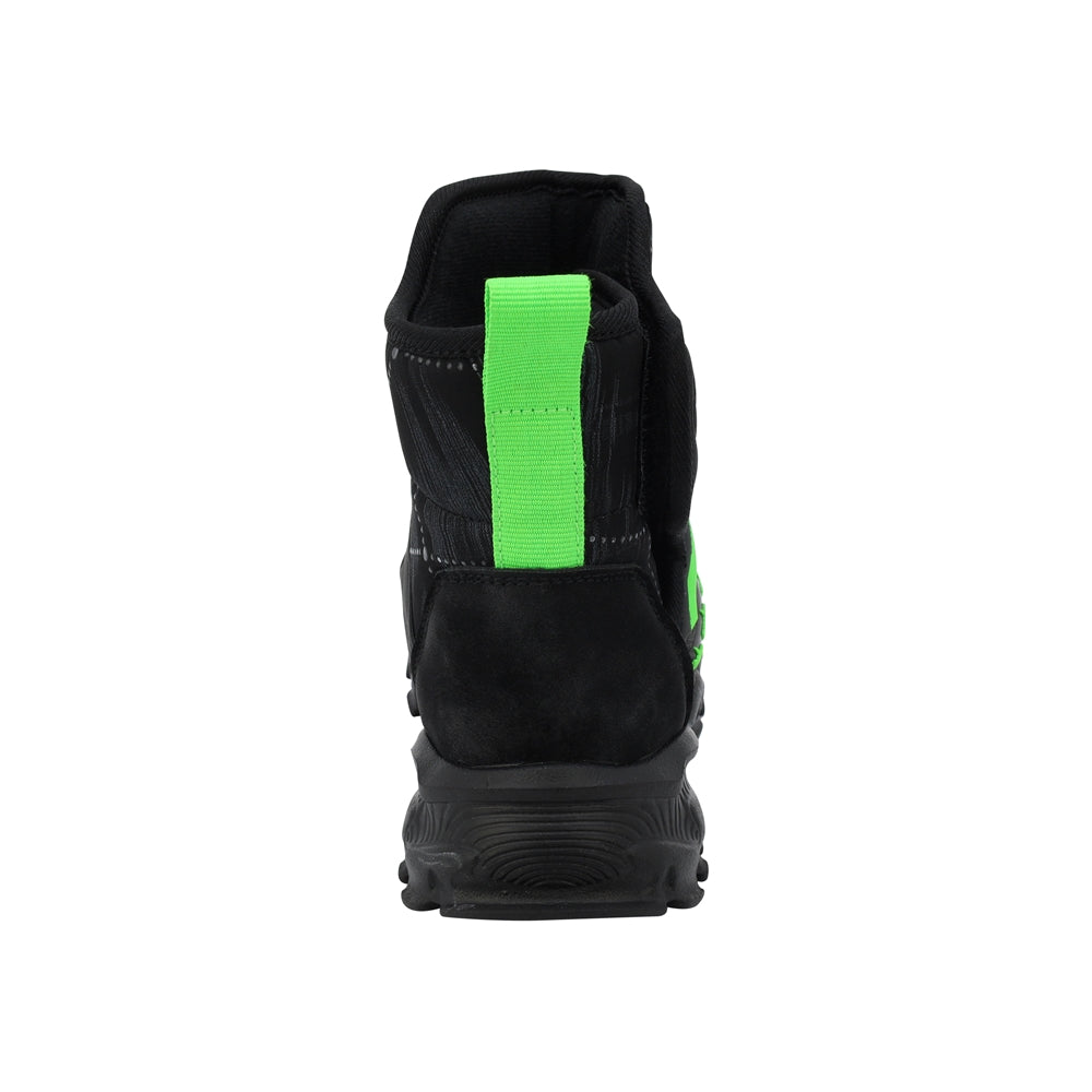 Bota Audaz para niño en sintético negro Two con detalles en verde