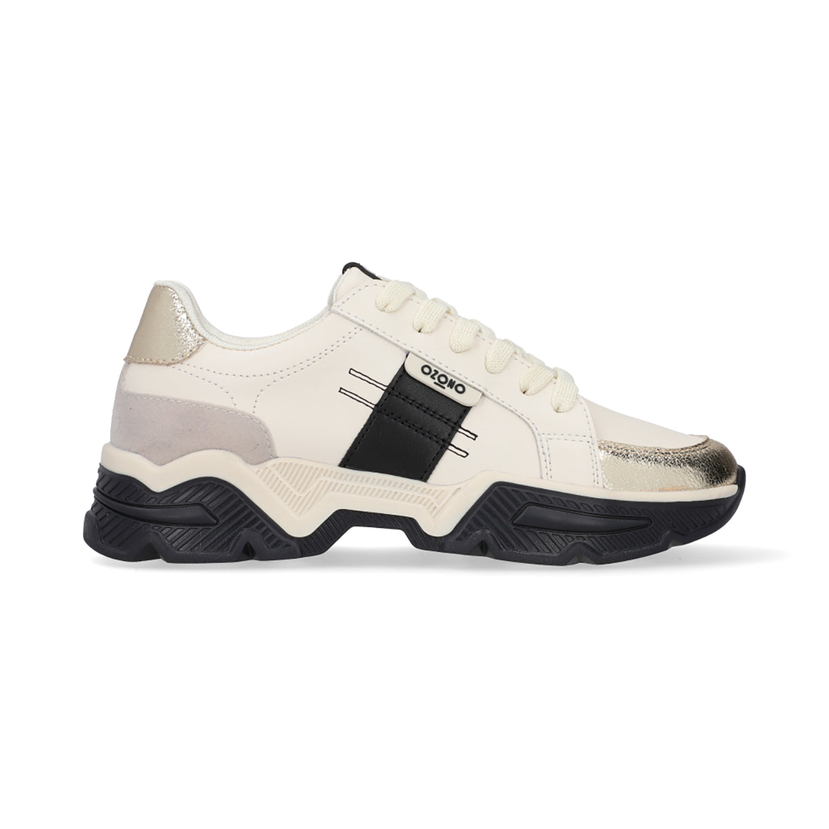 SNEAKER SPORT DAMA 651401 LATTE/NEGRO CAPA DE OZONO