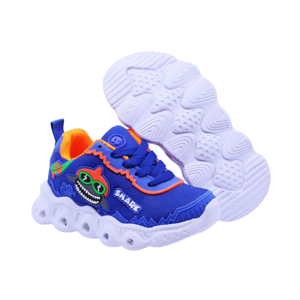 Tenis Audaz para niño en textil azul Two con diseño de tiburón