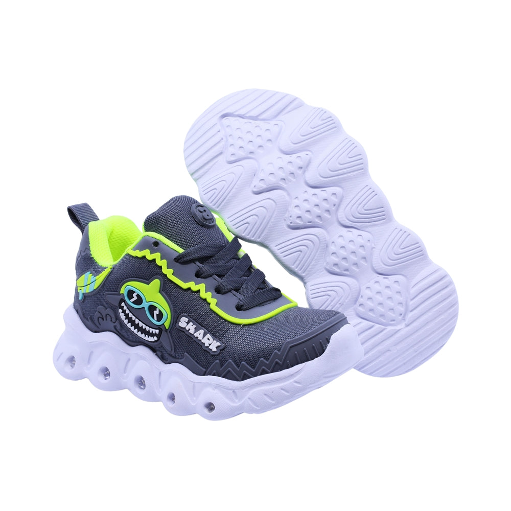 Tenis Audaz para niño en textil gris Two con diseño de tiburón