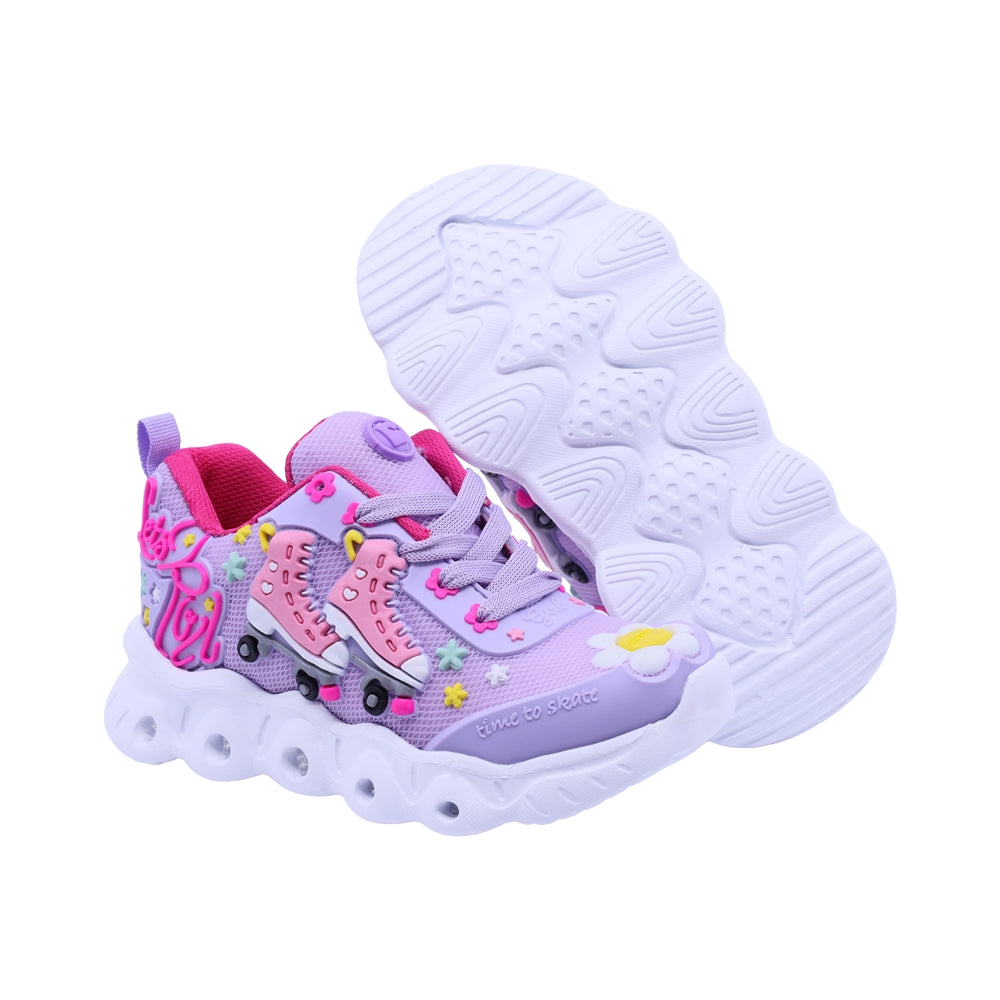 Tenis Coqueta para niña en textil morado Two con diseño de patines