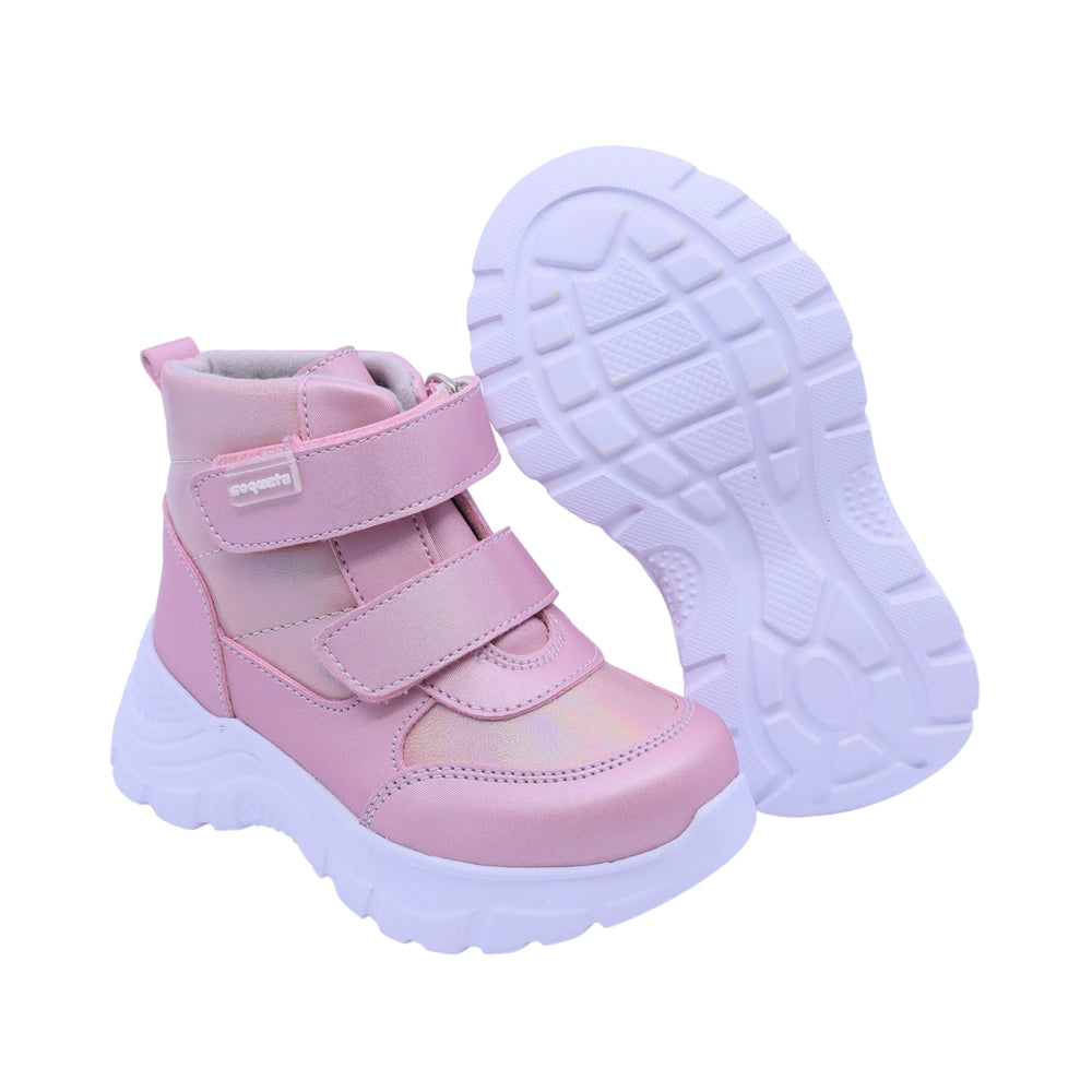 Bota Coqueta para niña sintético rosa Nemo con doble tira de contacto