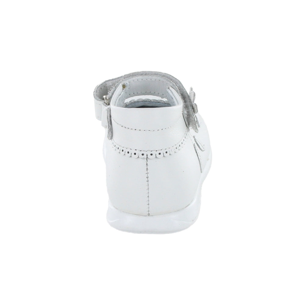 Botita Coqueta para niña en piel blanco Pampa con flor decorativa
