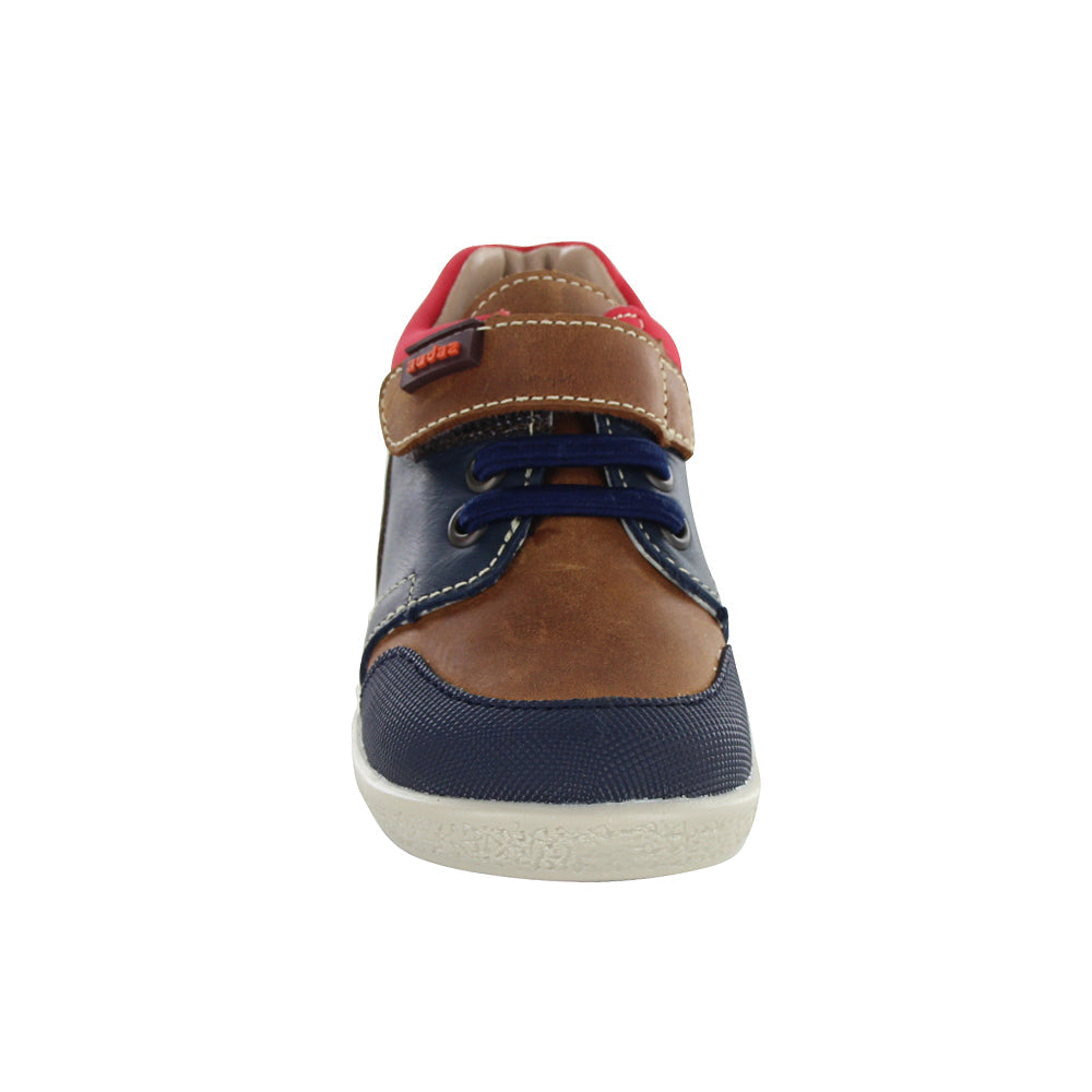 Zapato Audaz para niño en piel café Panky con soporte acolchado