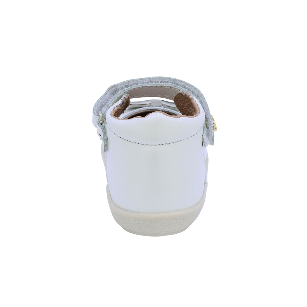 Balerina Coqueta para niña en piel perla con moño decorativo