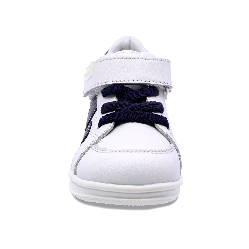 Botita Audaz para niño en piel blanco Teddy con tira de contacto.