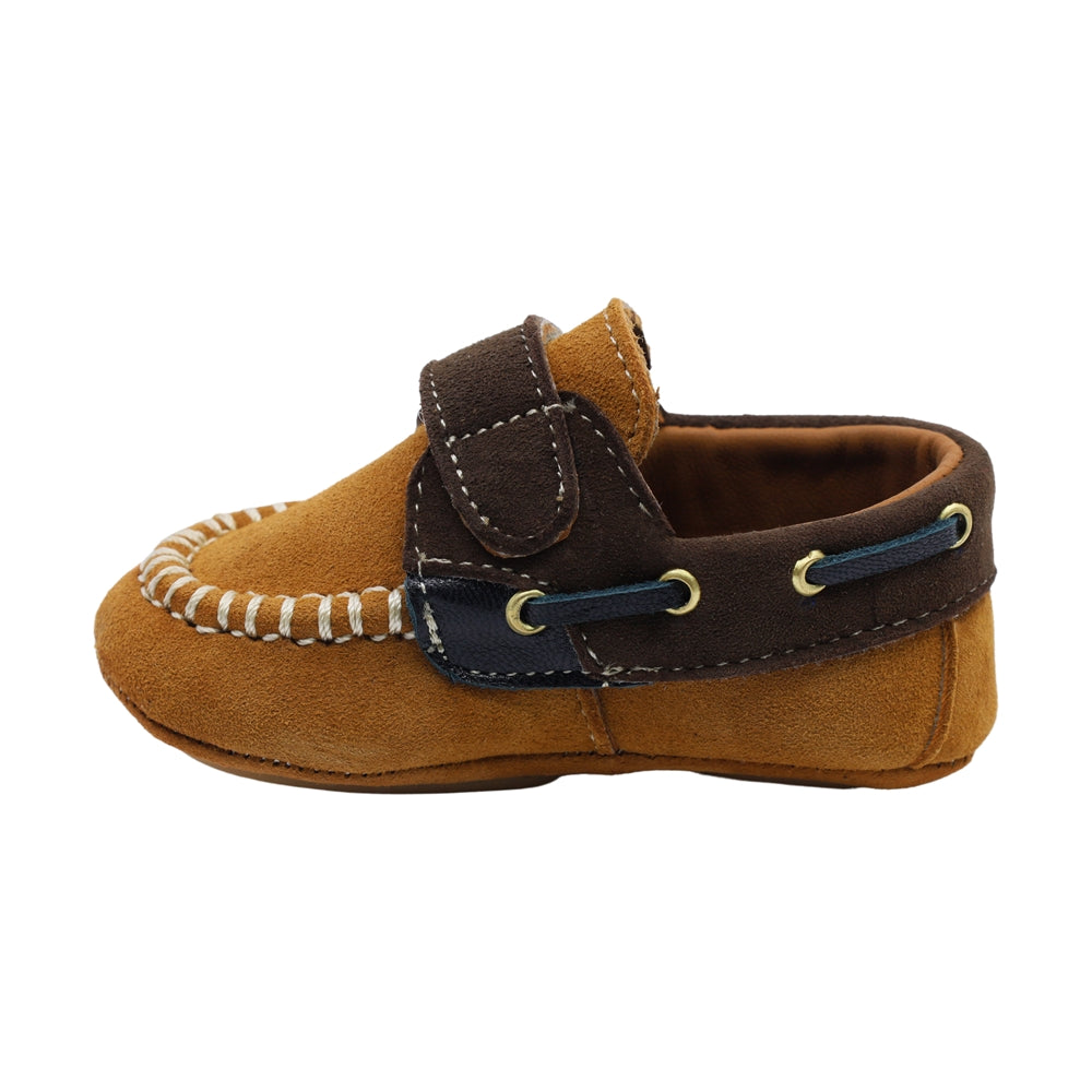 Zapato de vestir para niño Audaz Piel color Miel Sixty-two con tira de contacto