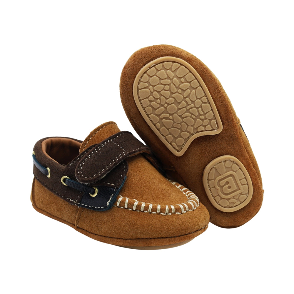 Zapato de vestir para niño Audaz Piel color Miel Sixty-two con tira de contacto