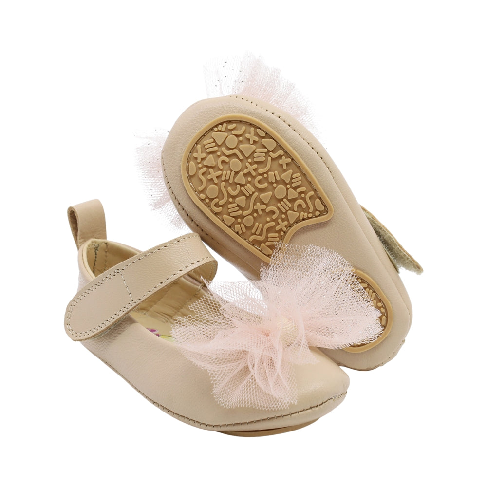 Balerina Coqueta para niña Piel Beige Sixty-five con tira de contacto