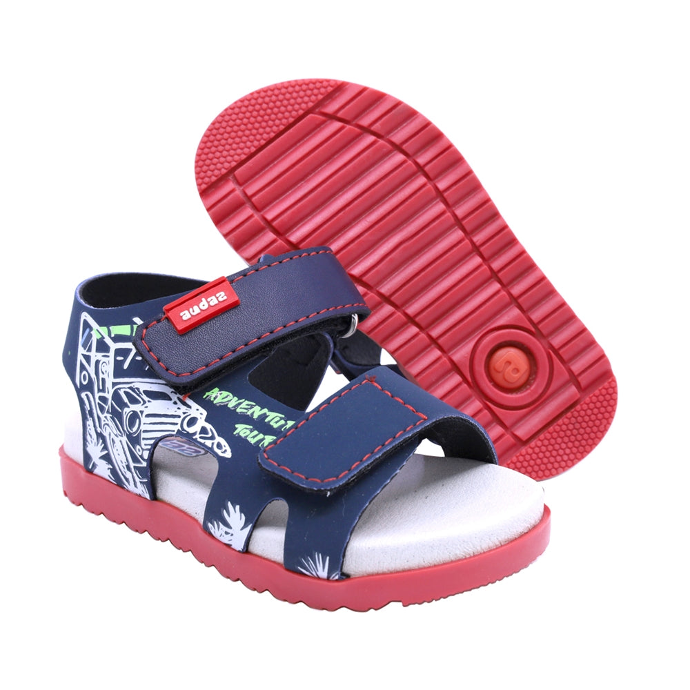 Sandalia Audaz para niño en sintético azul Cameron con diseño náutico