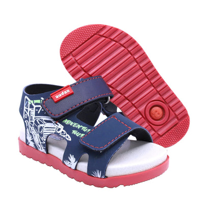 Sandalia Audaz para niño en sintético azul Cameron con diseño náutico