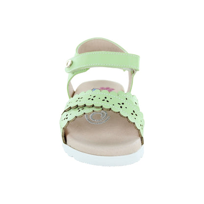 Sandalia Coqueta para niña en sintético  verde Cameron con diseño troquelado