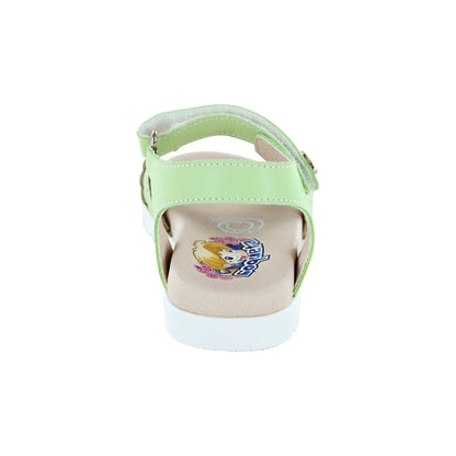 Sandalia Coqueta para niña en sintético  verde Cameron con diseño troquelado