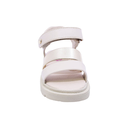 SANDALIA COQUETA PARA NIÑA COLOR BEIGE DE PIEL TOMASA CON TIRA DE CONTACTO