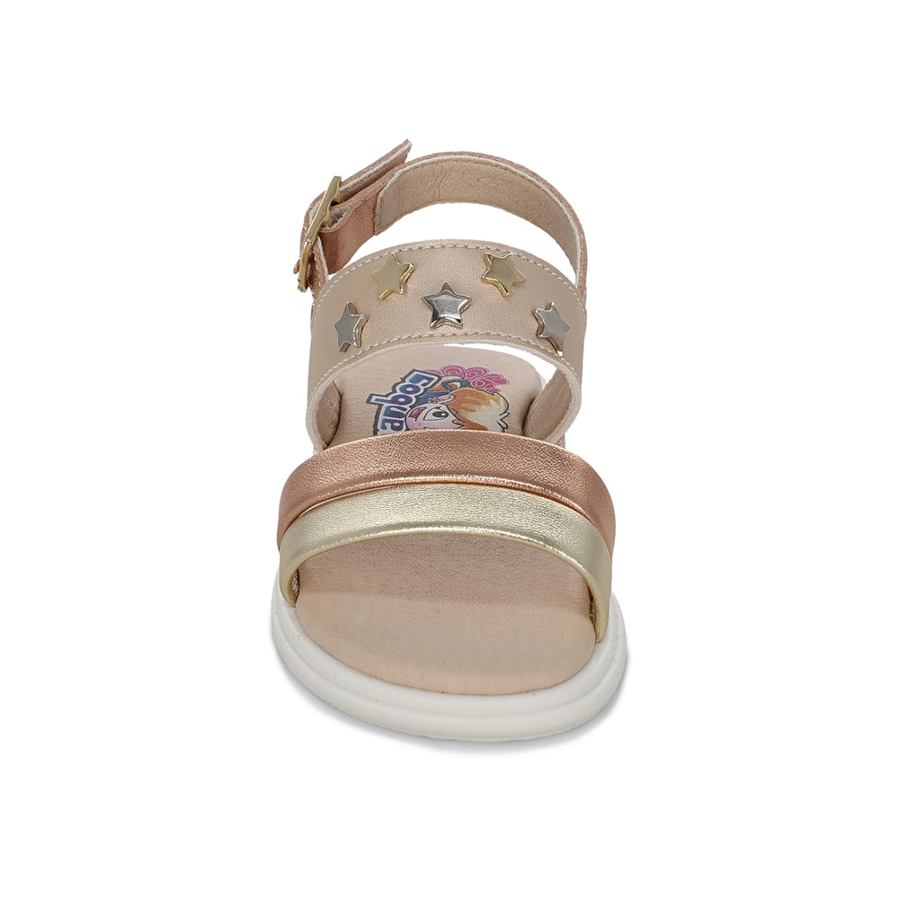 Sandalia Coqueta para niña en sintético beige Sofi con detalles de estrellas.