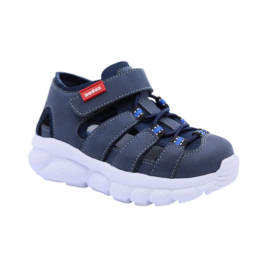 Sandalias para niño Audaz material sintético color azul waffle ajuste seguro con tira de contacto