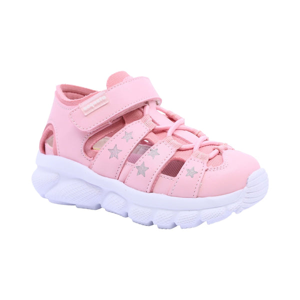 Sandalias Coqueta para niña en sintético rosa waffle con tira de contacto