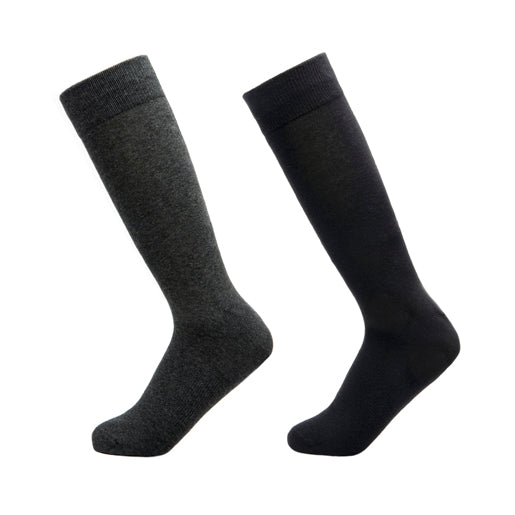 2-Pack Calcetín Largo Básico Flexi para Hombre Estilo 090510 Negro Y Gris