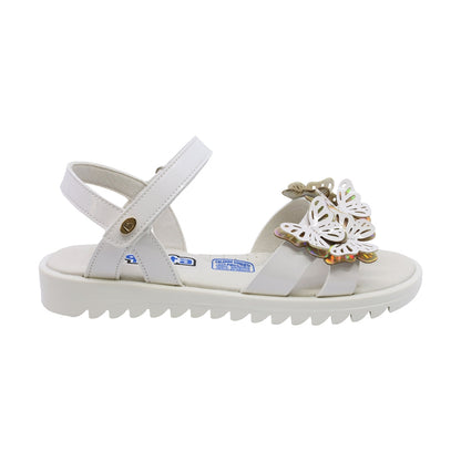 Sandalias para niña Coqueta material charol color blanco Rebeca diseño de mariposas