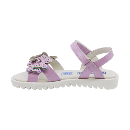 Sandalias para niña Coqueta material charol color lila Rebeca diseño de mariposas