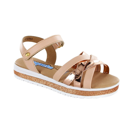 Sandalias Coqueta para niña en sintético beige Casandra con ajuste seguro