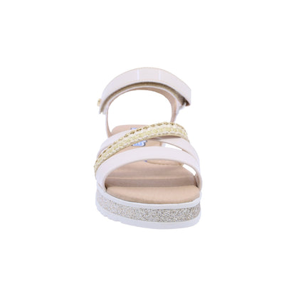 Sandalia Coqueta para niña en sintético beige Casandra con tira de contacto.