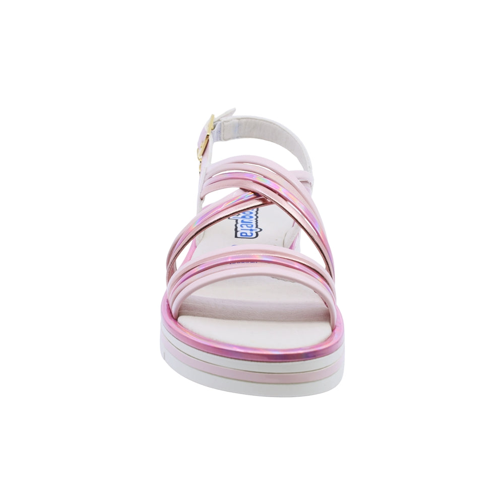 Sandalia Coqueta para niña en charol rosa Valentina con hebilla.