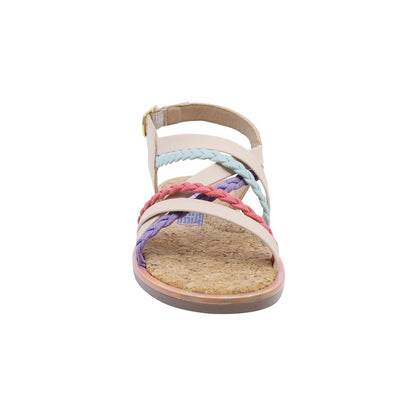 Sandalias para niña en Coqueta sintéticas color beige Yalitza con diseño de tiras trenzadas