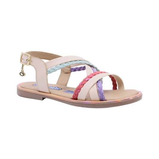 Sandalias para niña en Coqueta sintéticas color beige Yalitza con diseño de tiras trenzadas