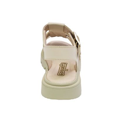SANDALIA COQUETA PARA NIÑA COLOR BEIGE DE PIEL TOMASA CON HEBILLA