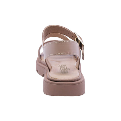 SANDALIA COQUETA PARA NIÑA COLOR ARENA DE PIEL TOMASA CON HEBILLA