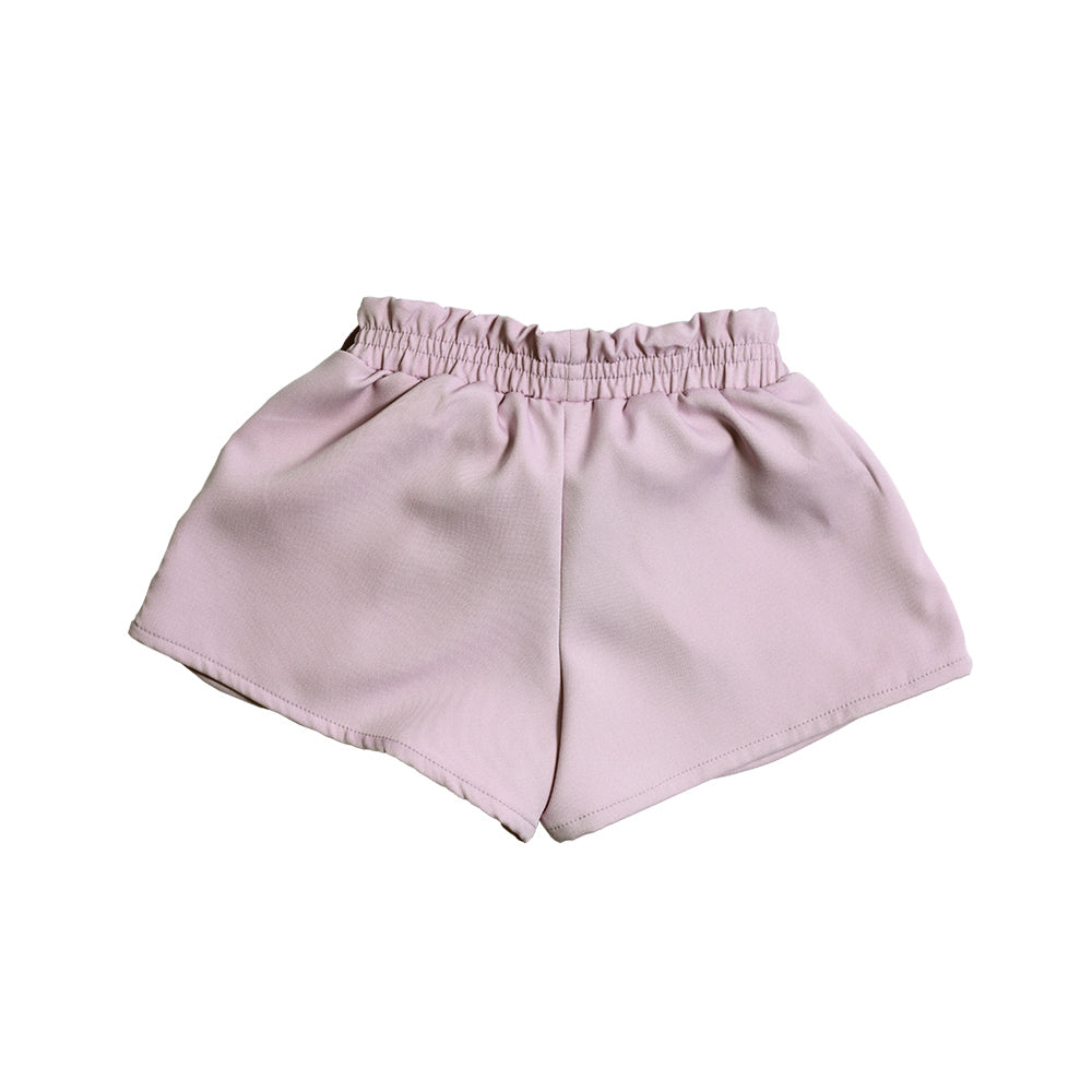 Short Coqueta para niña de algodón lila con moños decorativos