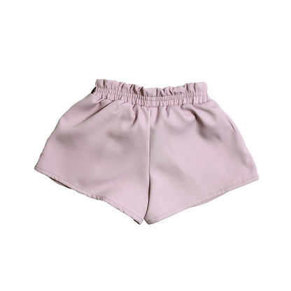 Short Coqueta para niña de algodón lila con moños decorativos