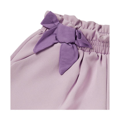 Short Coqueta para niña de algodón lila con moños decorativos