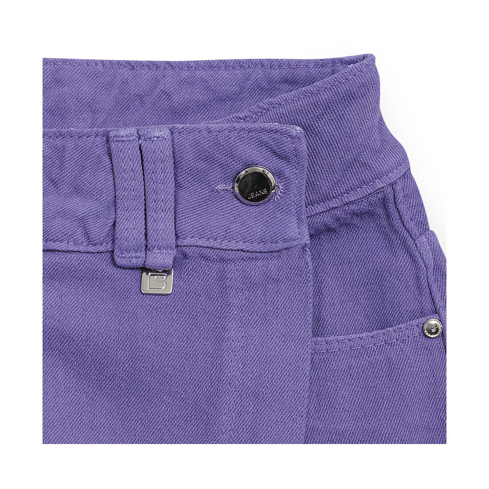 Falda-short Coqueta para niña de algodón morado con cruce al frente