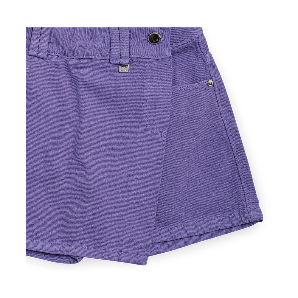 Falda-short Coqueta para niña de algodón morado con cruce al frente