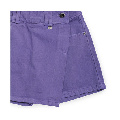 Falda-short Coqueta para niña de algodón morado con cruce al frente