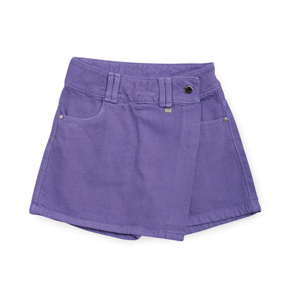 Falda-short Coqueta para niña de algodón morado con cruce al frente