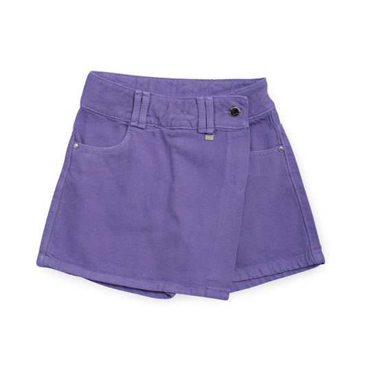 Falda-short Coqueta para niña de algodón morado con cruce al frente