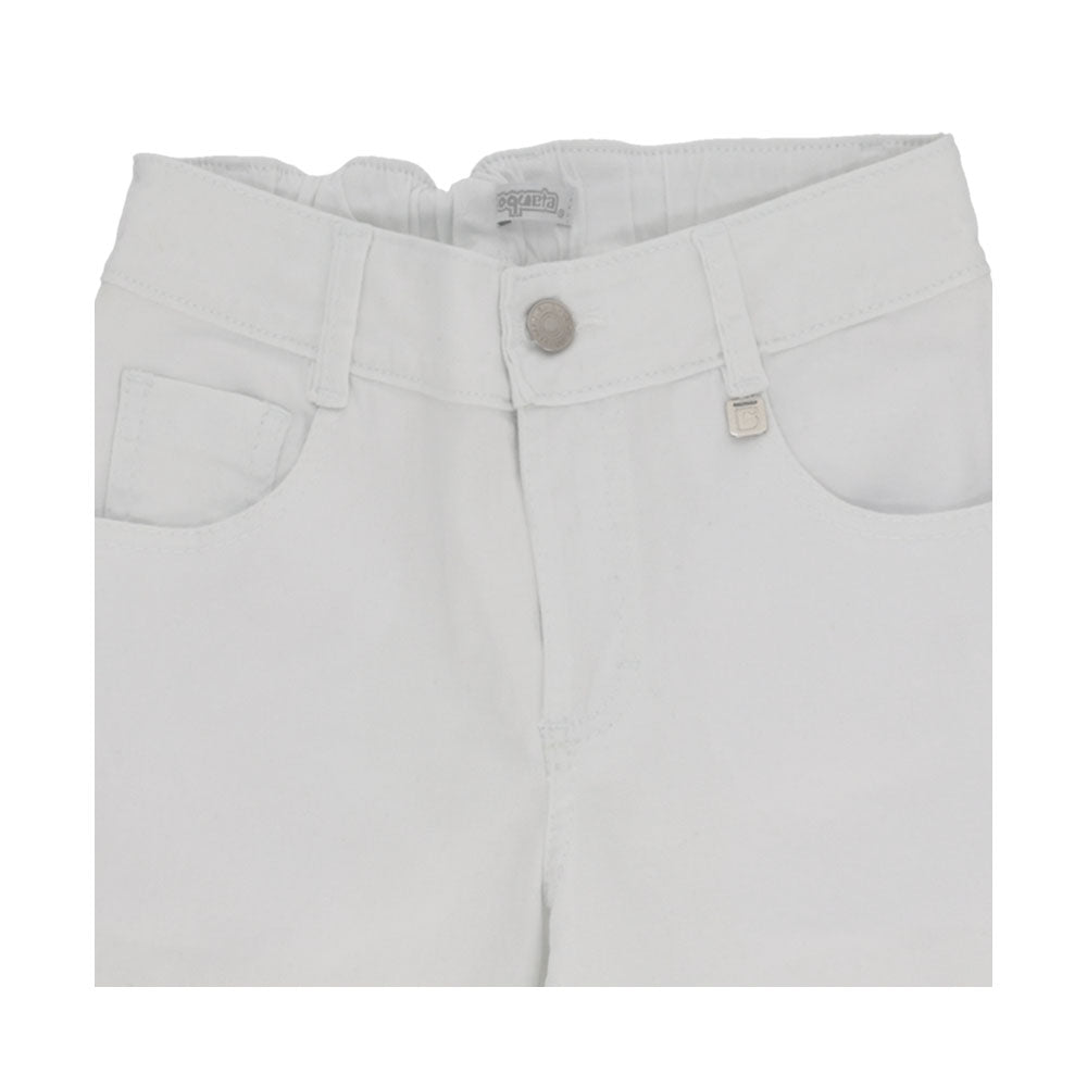 Pantalón Coqueta para niña de algodón blanco con pierna ancha