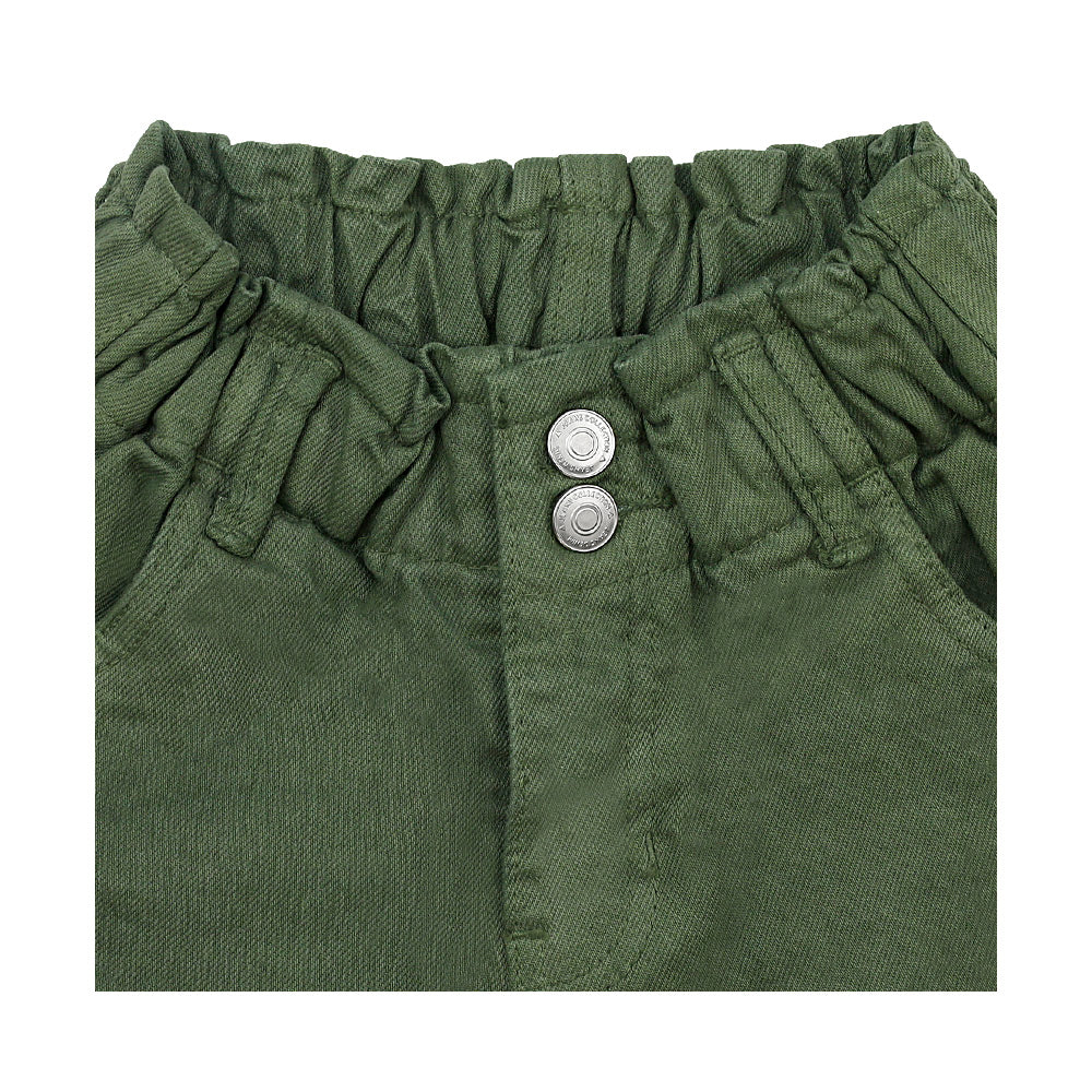 Short Coqueta para niña en algodón verde con pretina elástica