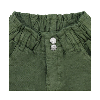 Short Coqueta para niña en algodón verde con pretina elástica