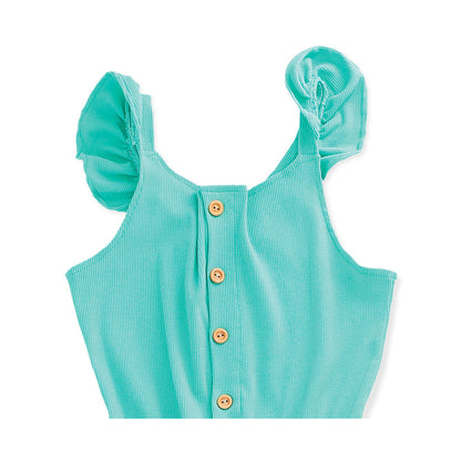 Jumpsuit Coqueta para niña de rayón en  menta con botones frontales